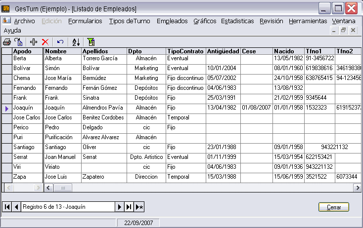 Listado de empleados